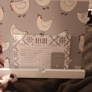 Gibson Recipe Card Holder with Recipe Cards - White and Gray